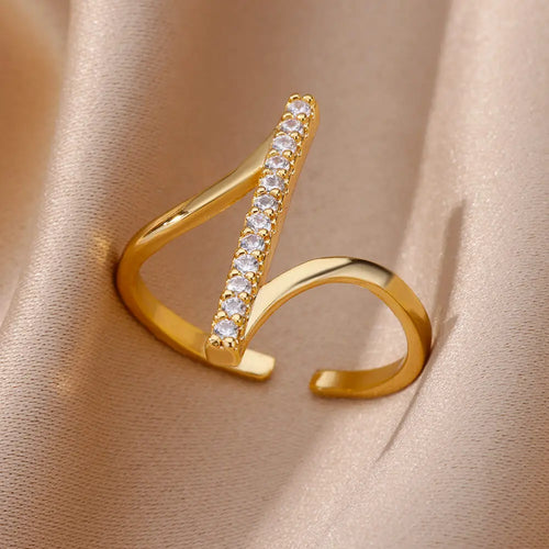 Bague Géométrique Velora – Dorée Acier Inoxydable