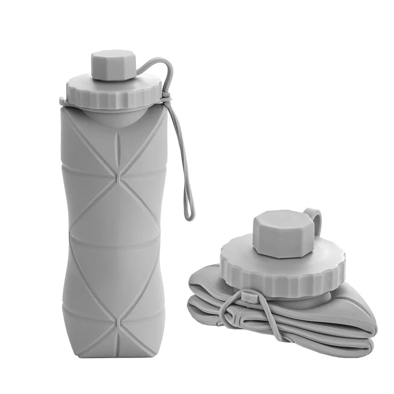 Gourde Pliable en Silicone 600 ml – Bouteille Réutilisable en Silicone Alimentaire (FDA), Portable pour Randonnée, Voyage, Fitness