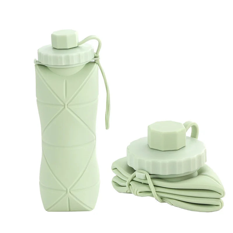 Gourde Pliable en Silicone 600 ml – Bouteille Réutilisable en Silicone Alimentaire (FDA), Portable pour Randonnée, Voyage, Fitness