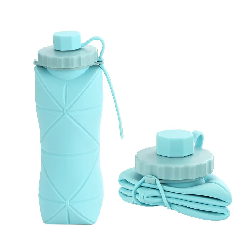 Gourde Pliable en Silicone 600 ml – Bouteille Réutilisable en Silicone Alimentaire (FDA), Portable pour Randonnée, Voyage, Fitness