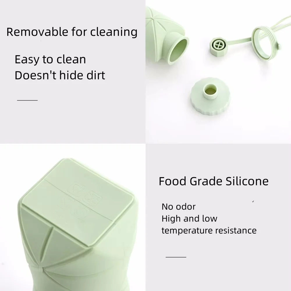 Gourde Pliable en Silicone 600 ml – Bouteille Réutilisable en Silicone Alimentaire (FDA), Portable pour Randonnée, Voyage, Fitness