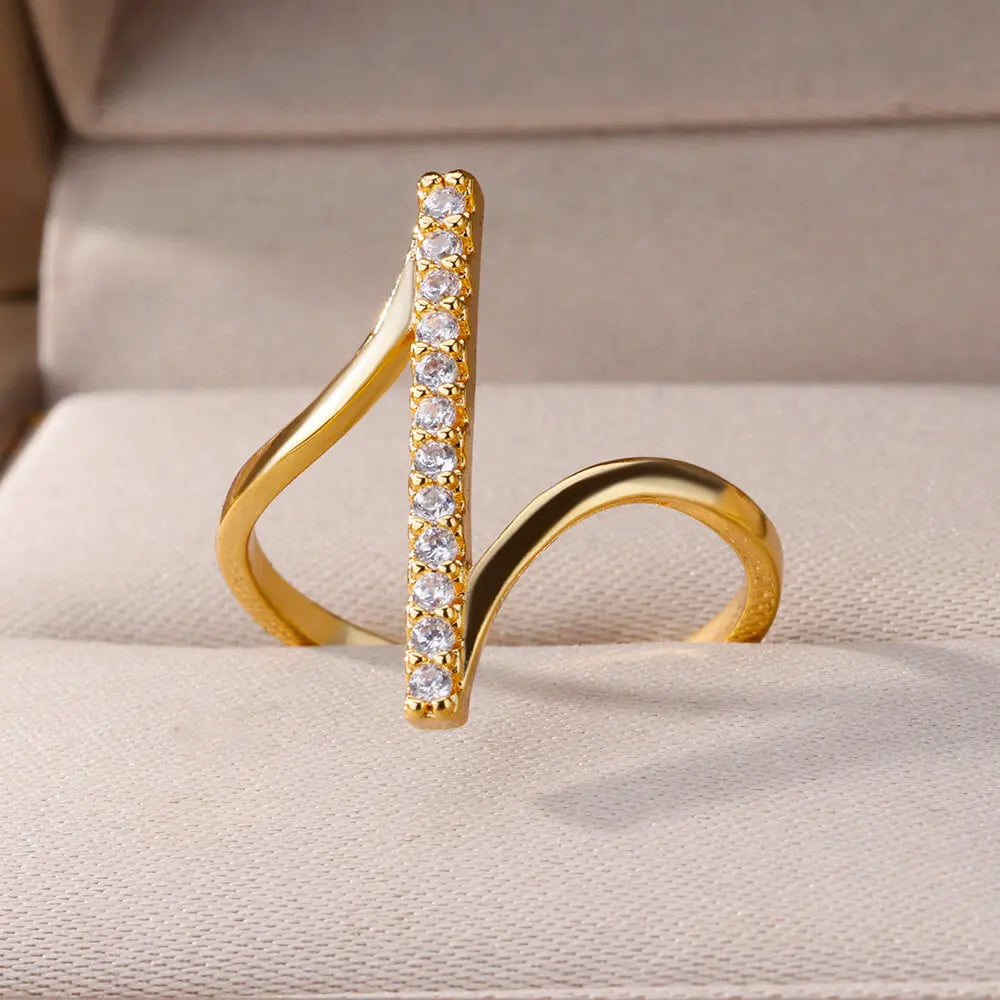 Bague Géométrique Velora – Dorée Acier Inoxydable