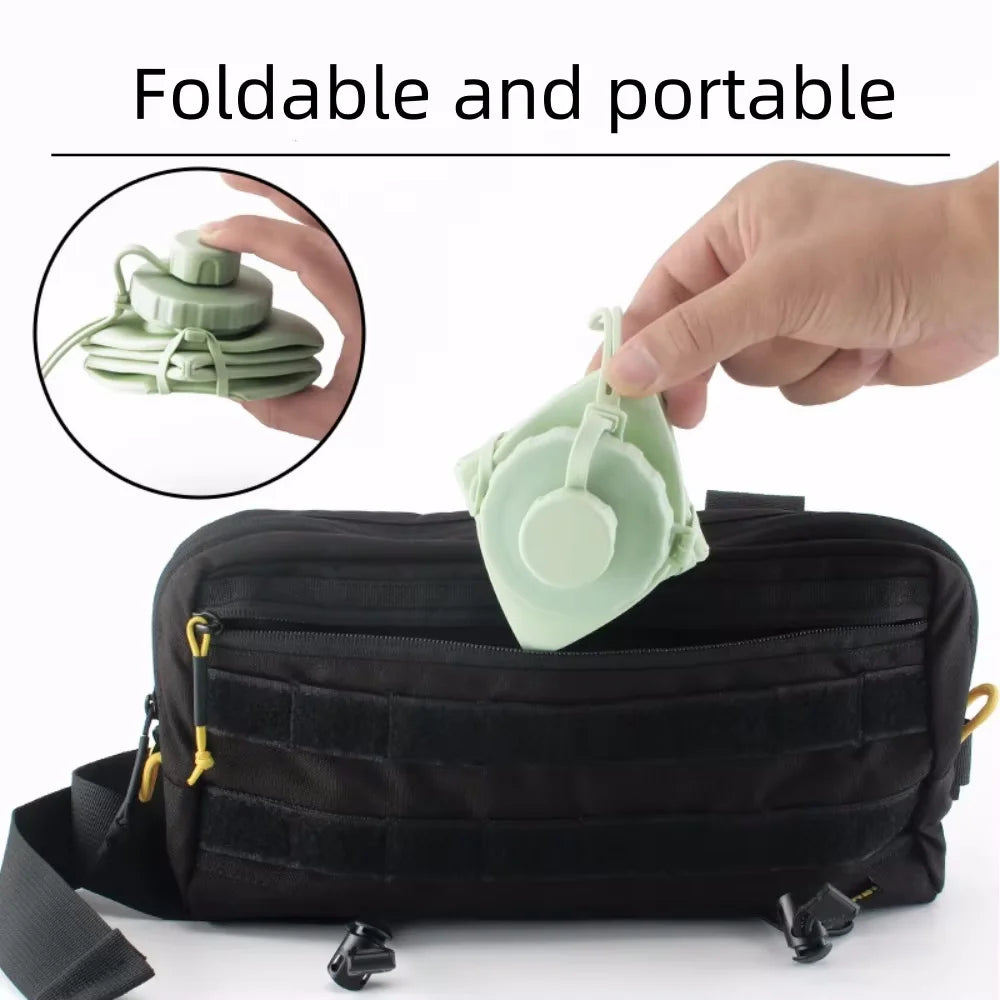 Gourde Pliable en Silicone 600 ml – Bouteille Réutilisable en Silicone Alimentaire (FDA), Portable pour Randonnée, Voyage, Fitness