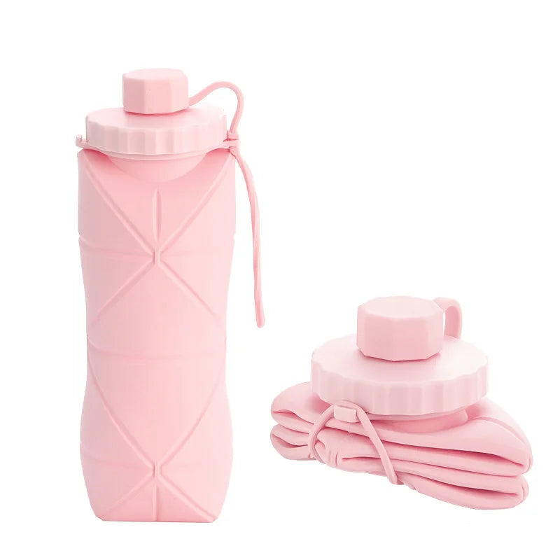 Gourde Pliable en Silicone 600 ml – Bouteille Réutilisable en Silicone Alimentaire (FDA), Portable pour Randonnée, Voyage, Fitness