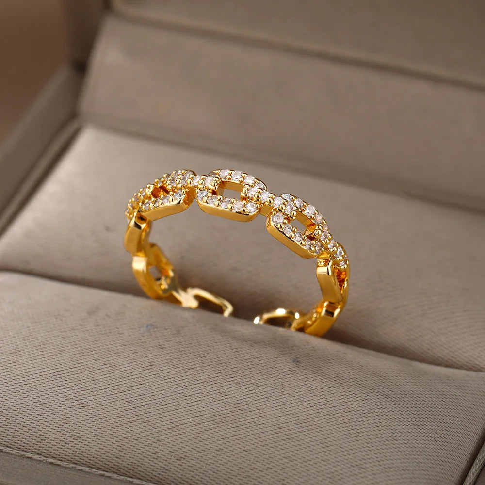 Bague Géométrique Velora – Dorée Acier Inoxydable