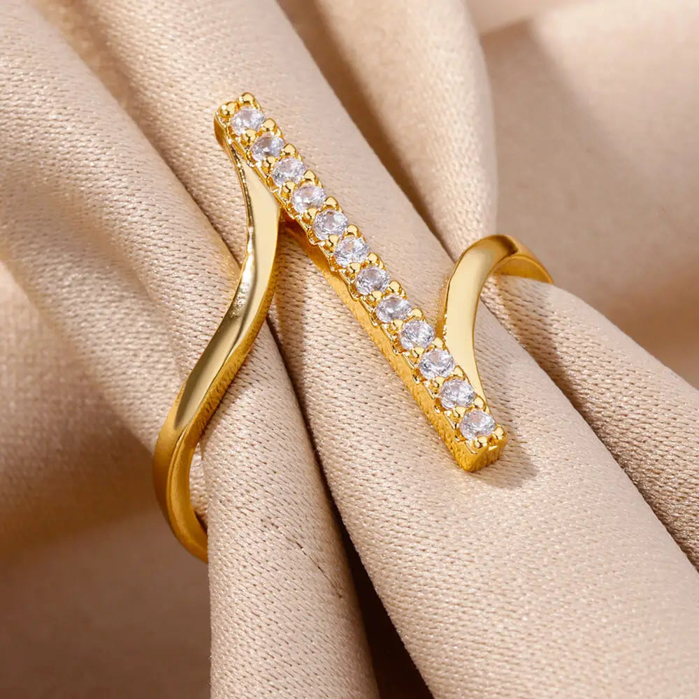 Bague Géométrique Velora – Dorée Acier Inoxydable