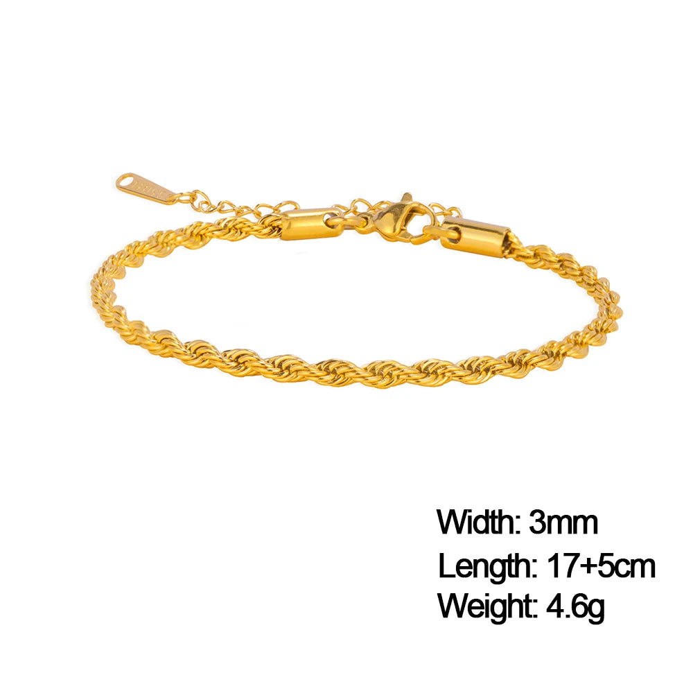 Bracelet Velora – Chaîne Dorée Twist

Bracelet moderne en acier inoxydable couleur or au design chaîne torsadée élégant. Un bijou minimaliste et tendance, parfait pour sublimer vos tenues au quotidien ou lors d’occa